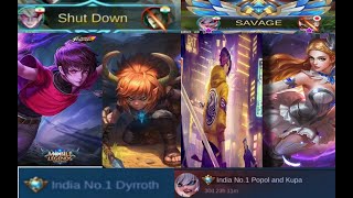 Mlbb Ryzen Ninja Savage Moments with India no.1 Dyrroth And India No.1 popal and kupa