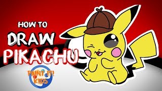 Drawing for kids - How to Draw Detective Pikachu - Art for kids