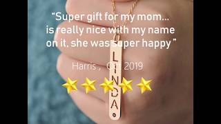 Yafeini Personalized Vertical Name Necklaces Bar Necklace Mother's Day gift Birthstone Necklace.