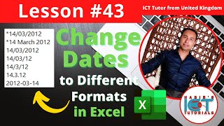 Lesson 43 - How to change a DATE to different FORMATS in Excel | FREE Series Microsoft Excel Lessons