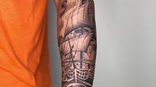 SHIP N COMPASS TATTOO