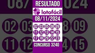 🔥 🍀 LOTO FACIL hoje - 08/11/2024 - ESPECIAL - 5 MILHÕES - Resultado concurso 3240