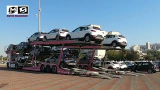 loading new cars #new #cars #kia #lohr #carcarrier #autotransporter