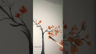 Tree with watercolour|flowers#shorts