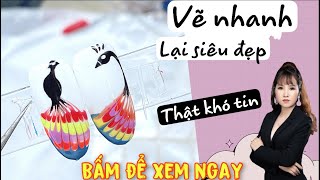 Hé lộ cách vẽ nail con công trong một nốt nhạc - siêu nhanh | Kelly nails