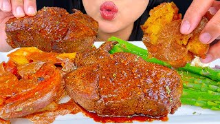 MEDIUM RARE STEAK TENDERLOIN AND CRISPY SMASHED POTATOES | EATING SOUNDS | MUKBANG | ASMR Phan