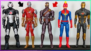 5 Bonecos Homem de Ferro,Talon,Deadshot,Capitã Marvel,Maquina de Combate - Marvel e DC 30 cm