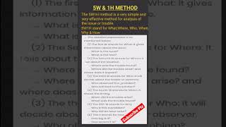 5W & 1H Problem Solving Method |#shorts