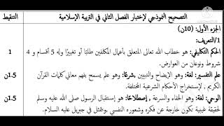 اقتراح اختبار الثلاثي الثاني في التربية الاسلامية للسنة الاولى (01) ثانوي مع التصحيح النموذجي 🙂