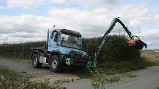 Unimog U218 & Front Mounted Mulag Flail Head Hedge Trimming