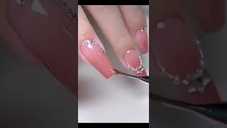 Jelly nail rhinestone pink nail design | nail art 2024