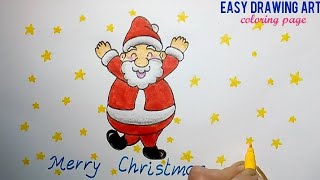 how to draw cute santa claus coloring page || how to make Christmas day greeting card drawing