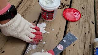 How to fix a hole in old Deck with Painter Putty 53 | Xử Lý lỗ ở Deck