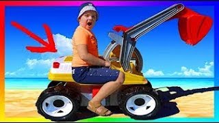 Funny Baby Unboxing And Assembling The POWER Wheel Ride on Tractor Buldozer Excavator