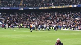 Chelsea fans chanting Hudson-Odoi’s name as he walks around the pitch on crutches.