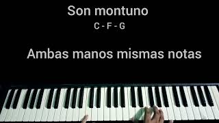 son montuno piano, C-F-G, usar 🎧, método afro-cubano