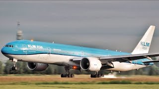 Smooth Landing KLM 777-300ER in Amsterdam Schiphol Airport