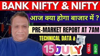 Nifty, Bank Nifty Technical / Data,  Pre- Market Update at 7 am,    15 -July -2024