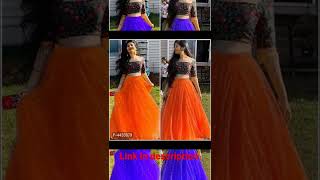 Women's Net Solid Lehenga with Green Embroidered Crop Top #shorts #viral #video