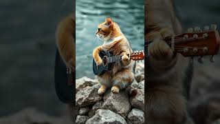 OMG!!!😲😁💕 He was playing fingerstyle to the song Titanic on the edge of the lake✨💜💫#cat #cats #cute