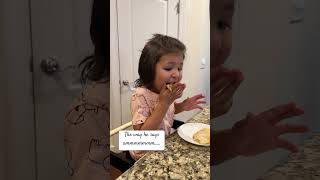 My toddlers reaction eating home baked bread #momlife #reaction #funny #toddlerlife