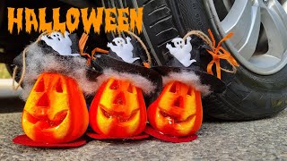 Halloween Pumpkins VS Car Wheel | Running over stuff with a car | ASMR