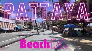 [4K] Central Pattaya Beach | Road Candid Walks Beautiful Quiet Walk 2024 Pattaya, Thailand