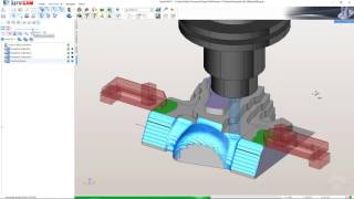 SprutCAM Frezeowanie 3D z użyciem mocowań - symulacja