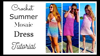 Crochet Summer  Mosaic Beach Dress Easy Tutorial