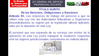 ARTÍCULO 83: LEY  DEL SERVICIO DOCENTE EN PRO DE UNA SOCIEDAD DE VALORES.