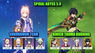 Kinich Thoma Burning & Kokomi Sukokomon | NEW Spiral Abyss 5.0 | Genshin Impact