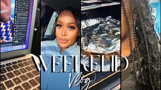 WKN VLOG🌱SMALL BOHO KNOTLESS BRAIDS + COOKING + STAYING BUSY