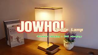 Wireless Charging Lamp-JOWHOL Adjsutable Wooden Bedside Lamp