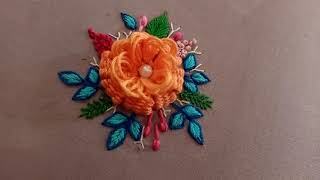 Hand embroidery, Beautiful 3D flower embroidery.