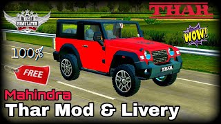 🔴New Mahindra Thar Mod & Livery For Bussid || 💯 % Free Mod & Livery ||#bussidmods #bussid #mods #Mod