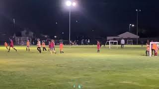 In America boys and girls playing football in night