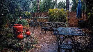 大雨のテラス【心地よい雨音2時間】雷雨の音に癒される｜ASMR・立体音響・自然音