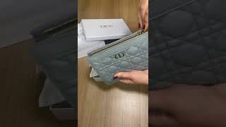 CHRISTIAN DIOR CARO ZIPPED POUCH WITH CHAINGRAY STONE SUPPLE CANNAGE CALFSKIN UNBOXING