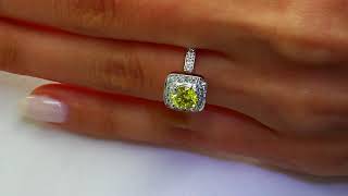 1 1/7 CTW Round Fancy Vivid Yellow Diamond Halo Engagement Ring in 14K White Gold (MD160227)