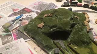 Cirlcular model railway part 5! Putting grass on the hill!