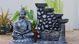 Cement Craft - Amazing Indoor Tabletop Peacefull Buddha Waterfall Fountain | Cemented Life Hacks