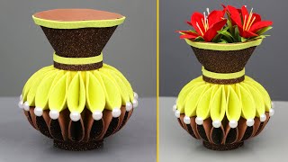 How to make beautiful flower vase for home decoration | diy flower vase | diy craft ideas