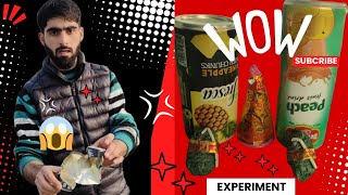 Experiment on different juice tins/ tin vs fire cracker 🔥/ Testing power of  fire cracker 😱😱 🔥