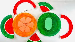 4 Easy Paper plate Fruits crafts for kids 🍉🍊🥝🍎 | Summer Fruit crafts☀️ - Crafts with Toddler