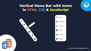 How to create a Vertical Menu Bar with Icons and Hover Effect in HTML CSS & JavaScript | Geekboots