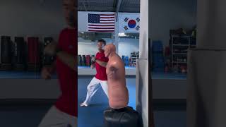 Kicking combination on Bob freestanding heavy bag #shorts