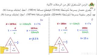 مراجعة للوحدة الثانية ( حساب السرعة والتسارع ) للصف التاسع - فيزياء - الفصل الدراسي الأول