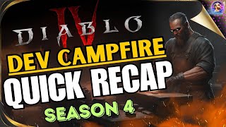 Diablo 4 Dev campfire QUICK RECAP Season 4