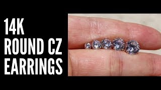 14k Round CZ Earrings