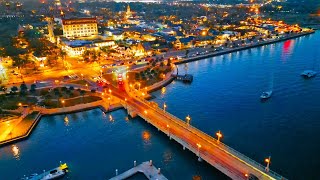 Flying over St Augustine Florida Day & Dusk View -  Enjoy the Coastal Beauty